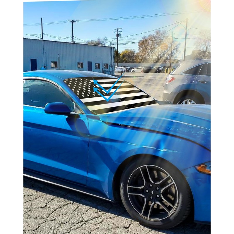 B&W American Flag Car Windshield Sun Shade Compatible with Ford