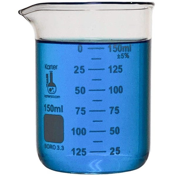 150ml Beaker, Low Form Griffin, Borosilicate 3.3 Glass, Double Scale,