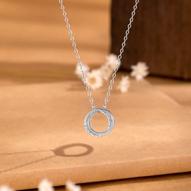 Ecripe 925 Sterling Silver Necklace for Women, 40th 50th 60th Interlocking Circles Necklaces, Birthday Necklace Persents for Daughter Grandma Mother (40 years old)