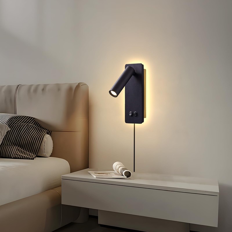 MOLUOLA LIGHTING LED Reading Wall Lights for Bedroom, Backlight Night