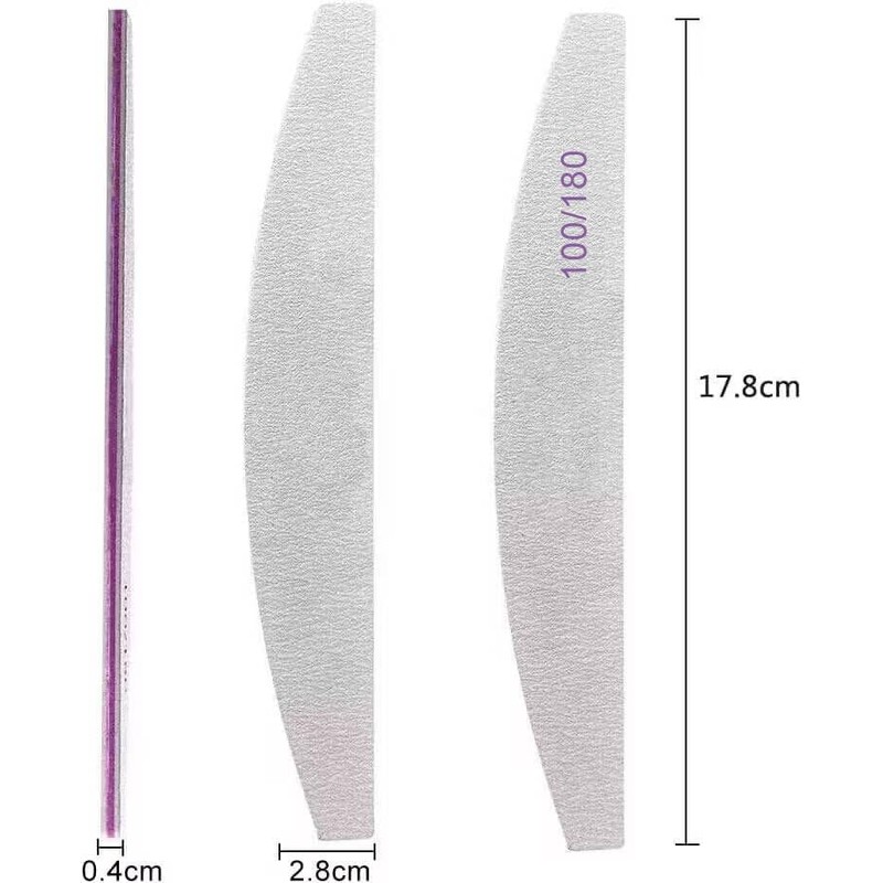 8PCS Professional Nail Files Double Sided Emery Board 100/180 Grit