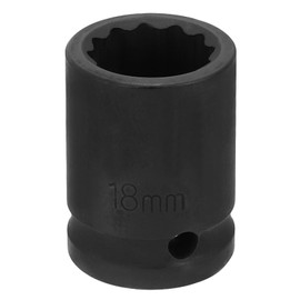 sourcing map 12-Point Impact Socket 1/2 Inch Drive 18mm Metric Cr-V Shallow Impact Socket Nut Driver Wrench for Auto Repair