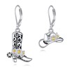 AXOMY Cowboy Earrings 925 Sterling Silver Cowgirl Boot Hat Dangle