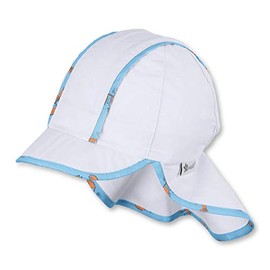 Sterntaler Baby Boys Peaked Cap Neck Protection and Edge with Lobster Motif Hat, White (White 500)