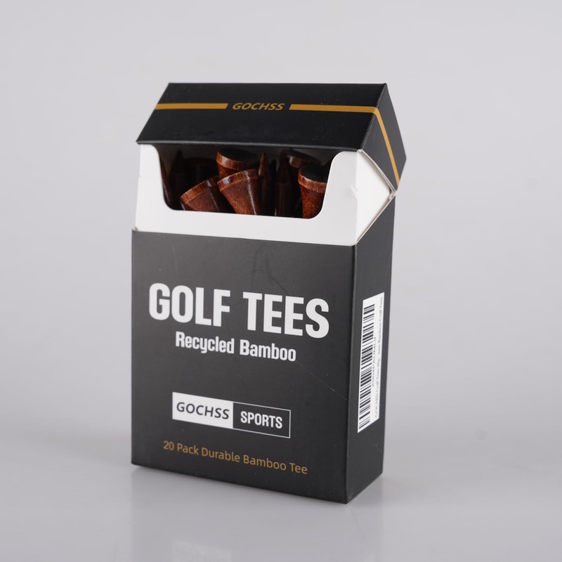 GOCHSS Golf Tees 20pcs 83mm(3.25") Coffee Color Premium Bamboo Golf