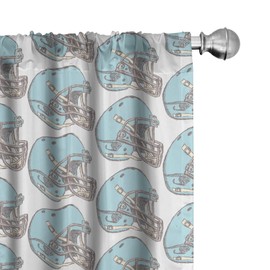Ambesonne American Football Window Curtains, Sketchy Style Safety Protection Vintage Pattern American Athletics, Lightweight Decor 2-Panel Set with Rod Pocket, Pair of - 28" x 84", Cream Grey