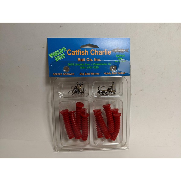 Catfish Charlie Plastic Dip Bait Worms 12 Count Pack (Choose Color) (Yellow Worms)