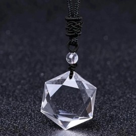 Unbranded Natural Clear Quartz Hexagon Crystal Pendant for Soul Cleaner Healing Gemstone