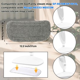 4pcs Steam Mop Replacement Pads Compatible with GorFanty GF-6610B/GF-6610 Neugo NE033 NE033M/ Mxnsewr, Highly Absorbent Reusable Washable Microfiber Steam Mop Pads(Grey)