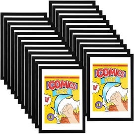 Ireer 24 Pack Comic Book Frame Wall Display Mounted Tabletop Display Storage Picture Frames with UV Protection, Fits Current Comics up to 8 x 12'', Hanging Hardware Included, Black