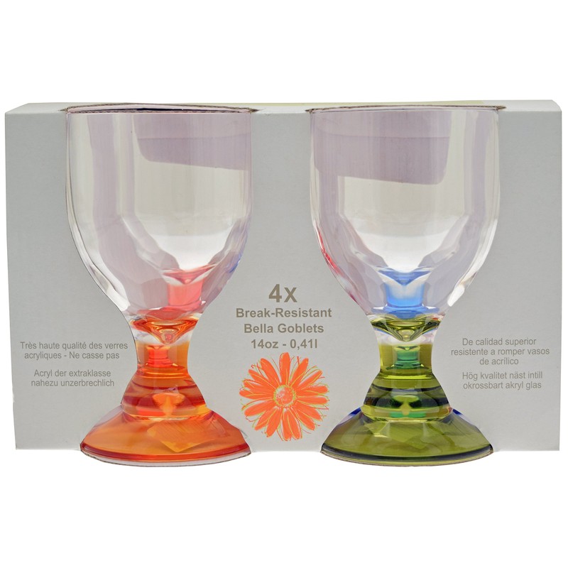 Flamefield T0186M Party Bella Acrylic Wine Goblets - Pack of