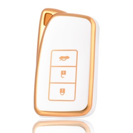 OFF WE GO Car Key Case for Lexus Key Case Cover for CT GS GX is ES LS LC LX NX RX RC 450H 300H RC200t RC300 RC350 ES300H 3 Buttons TPU Car Key Protective Case Key Box, White Gold