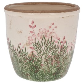 Shudehill Giftware Wild Garden Pretty Floral Pink and Green Design Planter Pot - Small or Large (Large)