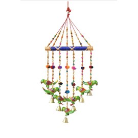 Colorful Windchimes Jhoomar Hanging for Home Door Wall Temple Bedroom Decorative Accessories for Party Festival Décor Wedding Festivities & Gifting (Parrot Gota)