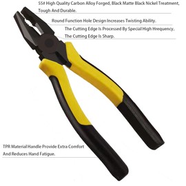 BJDSI 8 Inch Combination Pliers,Rust-Proof Screw Pliers, Sharp Linesman Pliers,Multitools Engineer Pliers Can Cut,Twist,Clamp,Bend,etc.