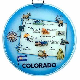 Ruth's Ethical Goods Colorado State Map Christmas Tree Ornament - Art Glass Light Catcher Gift