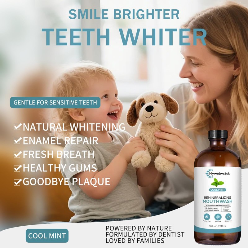 Cool Mint Remineralizing Mouthwash,Nano Hydroxyapatite Mouthwash,16.91Fl Oz