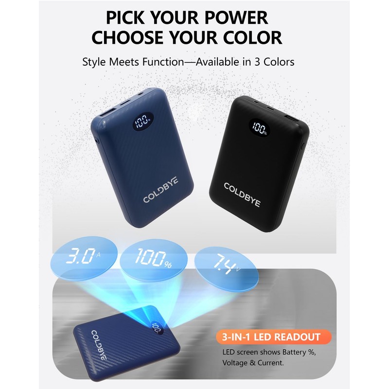 ColdBye 7.4V 14000mAh Heated Vest Battery Pack with LED Display,