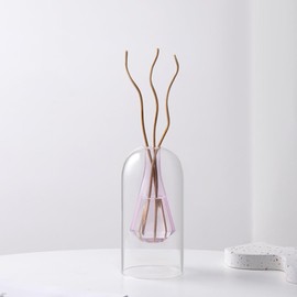 Empty Diffuser Bottle with Sticks,Clear Glass Vase,Empty Refillable Glass Aromatherapy Diffuser Bottles with 5pcs Willow Branches,Diffuser with Sticks Set
