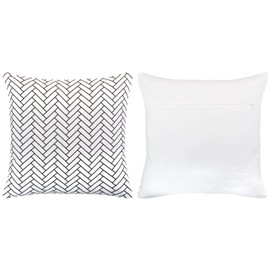 Brandsseller Decorative Cushion Cover 100% Cotton Geometric without Filling 45 x 45 cm with Concealed Zip Decorative Cushion Cover Decorative Cushion Cover Design 2 Black/White