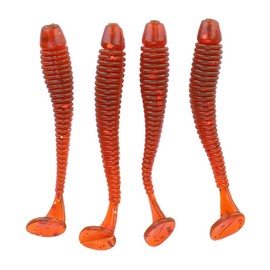 50PCS Fishing Lures Kit, 2in Plastic Fishing Soft Lures T Tail Grub Worm Baits Fishing Swimbaits Fishing Fish Tackle Accessories (Red)