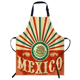 Smooffly Mexico Vintage Patriotic design Apron Adjustable Apron Cooking Kitchen Chef Women Men Aprons for Home Kitchen, Restaurant, Coffee House, Baking Gardening BBQ