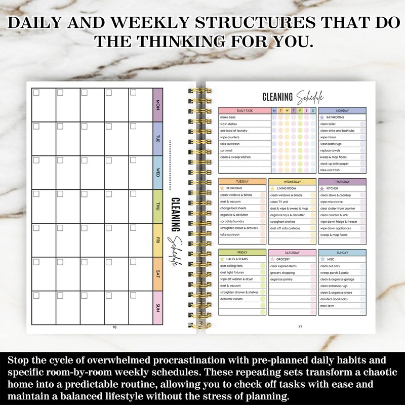 ADHD Cleaning Planner - Checklist Notebook for Executive Dysfunction -