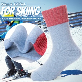 Kids Thermal Winter Socks Boys Girls Toddlers Heated Warm Insulated Thick Snow Gift Boot Socks 6 Pairs Stocking Stuffers(Assorted Splice,4-7 Years)