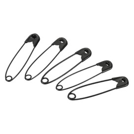 MECCANIXITY Safety Pins 1.46 Inch Nickle Plated Small Sewing Pins for Blankets Skirts Crafts Brooch Making Black 200Pcs