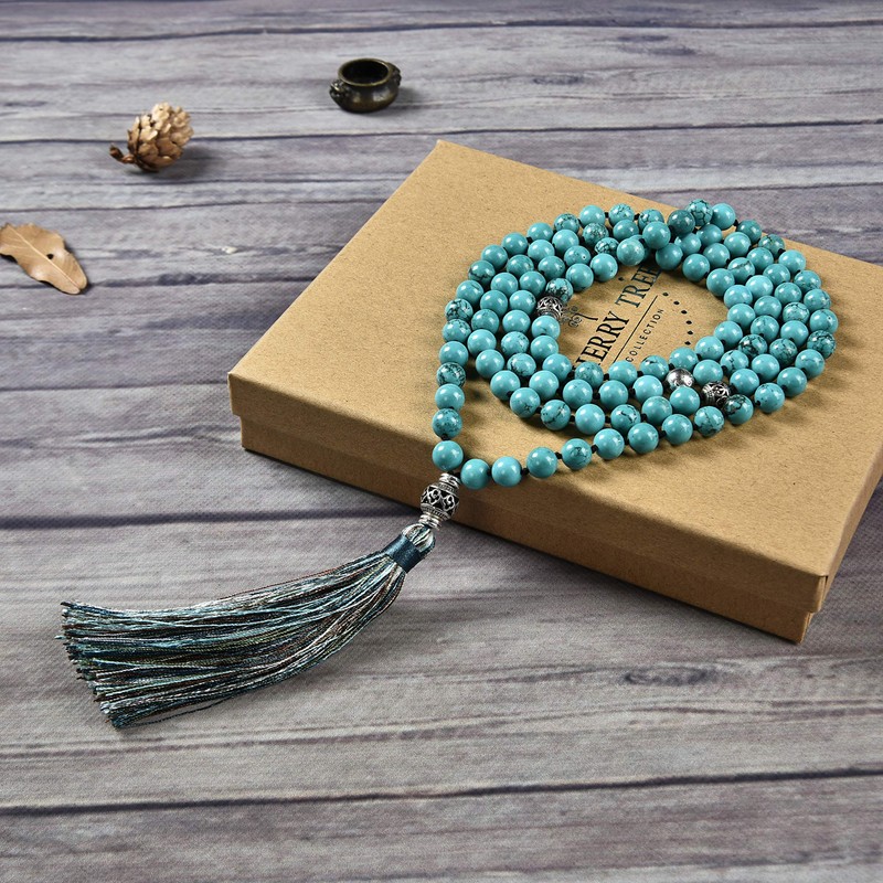 Cherry Tree Collection Mala Necklace | 108 Hand-Knotted 8mm Gemstone