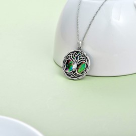 AOBOCO Keltisch Baum des Lebens kette Sterling Silber 925 Lebensbaum Anhänger Halskette Damen, Keltischer Schmuck Geburtstagsgeschenke für Frauen (Weiß)