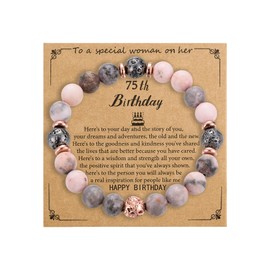75th Birthday Gifts for Women Bracelets 75 Year Old Natural Stones Happy Birthday Bracelets for Women (75th)