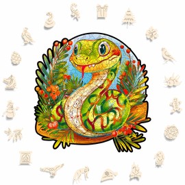 Touchwood - Miracle Snake Jigsaw Puzzle - 153 Pieces - Irregular Shaped Pieces with Animal or Object Shapes Feature Wooden Box