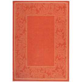 SAFAVIEH Courtyard Collection Area Rug - 6'7" x 9'6", Terracotta & Natural, Non-Shedding & Easy Care, Indoor/Outdoor & Washable-Ideal for Patio, Backyard, Mudroom (CY2666-3202)