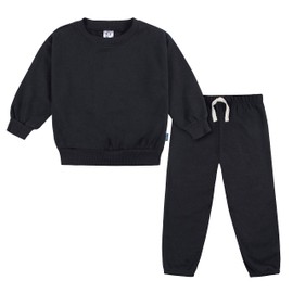 Gerber Baby Boys Toddler 2-Piece Fleece Sweatshirt and Jogger Set, Black Solid, 3T