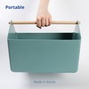 BLUE GINKGO Large Storage Basket – Plastic Caddy with Wooden