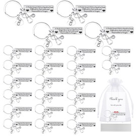 Sureio 24 Set CNA Keychain Gifts for CNA Week Bulk Certified Nursing Assistant Appreciation Gift Stainless Steel Keychains for Team Graduation Nursing Retirement School Student Birthday Coworkers