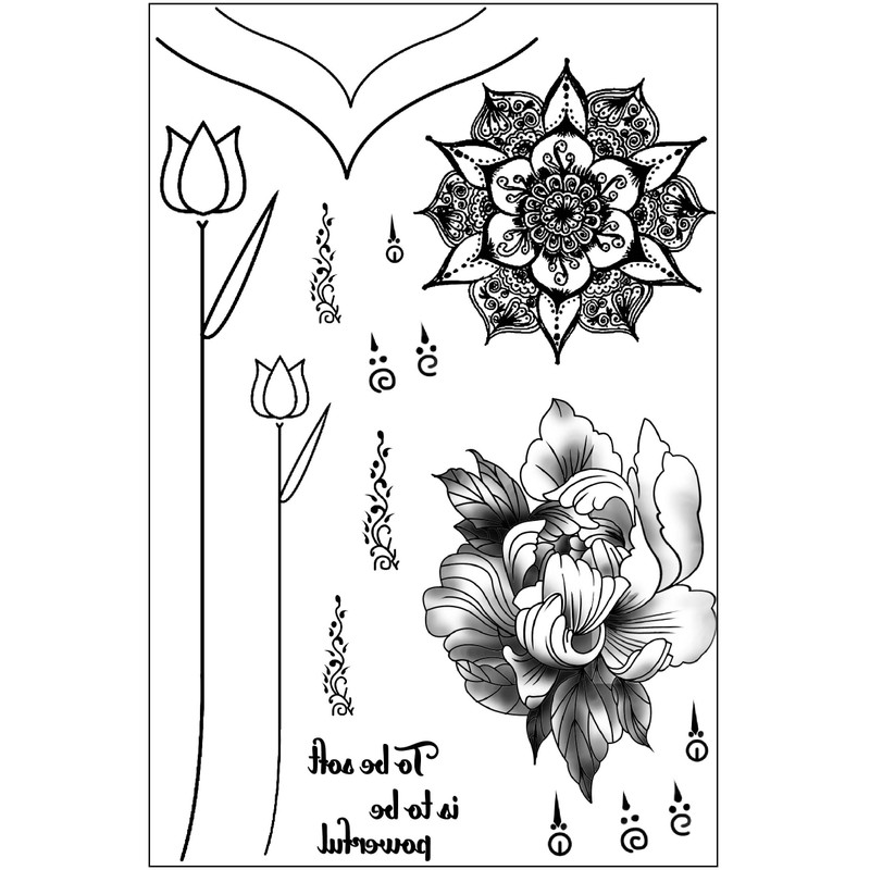 2 Sheets Temporary Flower Tattoo Mandala Tattoo Hand Tattoo Fake