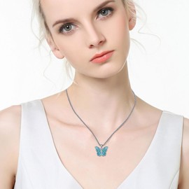 HKPATOP Butterfly Necklaces 925 Sterling Silver Turquoise Butterfly Pendant Necklace Butterfly Jewelry Gifts for Women