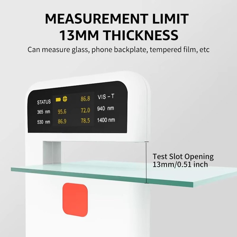 Digital Car Window Tint Tester CT-25,Transmittance Meter,5-in-1—VL(380nm-760nm)/UV/IR(940nm,1400nm),Ideal for Side Window