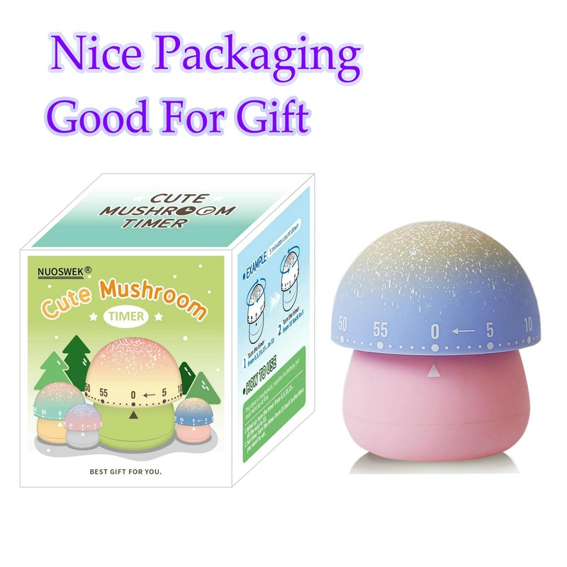 NUOSWEK Mechanical Kitchen Timer, Cute Mushroom Timer for Kids, Wind