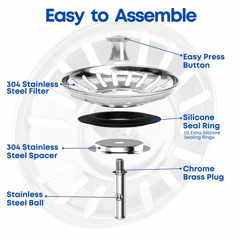 FIXCITI 78mm Sink Plug strainer - SS 304 Sink Plug