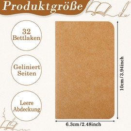 EOGRFW Pack of 36 Mini Notebooks, 6.3 x 10 cm Kraft Notebook, Small Notebooks for Office and School, 64 Pages/32 Sheets, Lined, Kraft Cover Notebooks, Brown