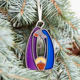 DANFORTH – Holy Family Nativity Ornament for Christmas Tree – Mary Joseph and Baby Jesus – Handcrafted Pewter Christmas Ornament – 2 1/2” Tall, Made in USA