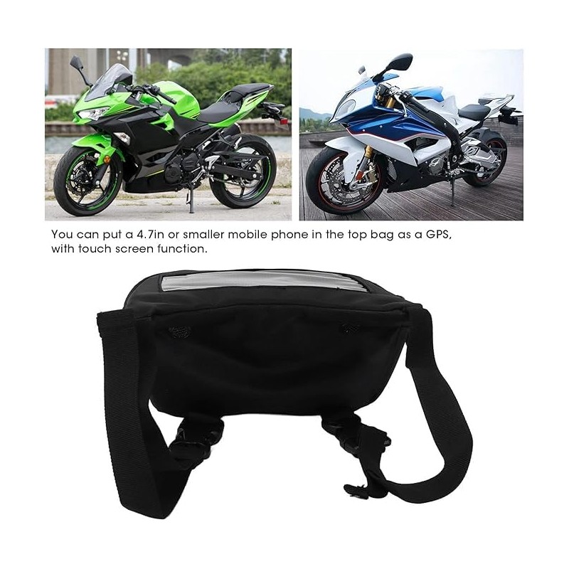 Motorcycle Handlebar Bag, Large Storage Black Motorcycle Tank Bag Front,