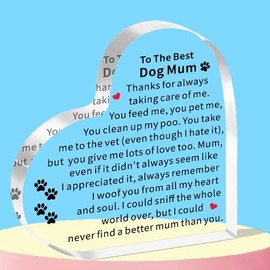 WTOPP Gifts For Dog Mum,Best Dog Mum Gifts,Mothers Day Gift From Dog To Humans Acrylic Plaque Gifts For Dog Owner Dog Mum Birthday Christmas Valentines Presents