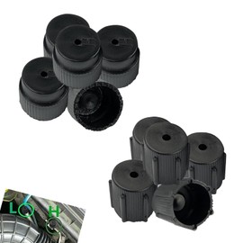 Merdege 10 PCS AC Valve Cap, High and Low Pressure Air Conditioning System Port Sealing Kit, 0.5 "/13 mm 0.6 "/16 mmCar Air Conditioning Repair Parts, Universal for Most Cars (Black)