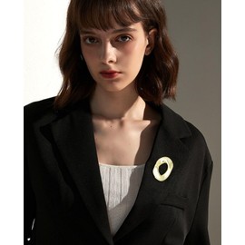 Irregular Oval Laple Brooch Pin Geometric Fashion Sweater Scarf Hat Dress Suit Clothing Decorations Brooches Pins Minimalist Jewelry Accessories (Gold)