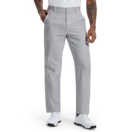Libin Men's Golf Pants 30" Quick Dry Lightweight Classic Fit Stretch Work Dress Business Casual Pants for Men Comfy Lounge Trousers with Pockets, Light Grey, 38W x 30L