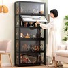 idhhco 5-Tier Display Cabinet with Acrylic Doors, 67” Transparent Bamboo